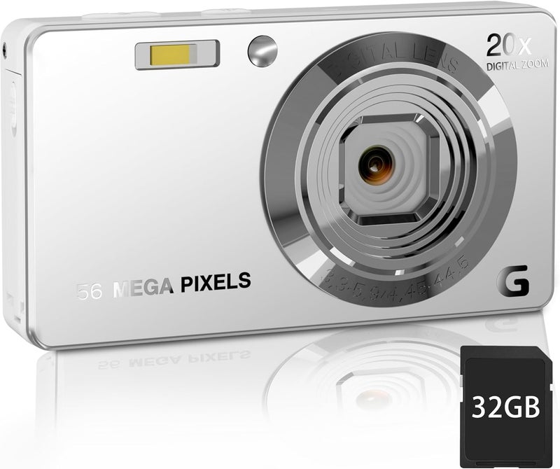 Focusify 56MP FHD Digital Camera with 20X Digital Zoom & Autofocus, Anti-Shake Point and Shoot Camera for Kids Adults Beginners, Includes 32GB SD Card, Portable Compact for Travel - Image 1